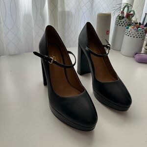 Coach Black Leather Mary Jane Platform Heels | size: 10